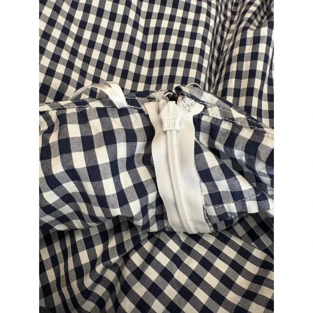 J. Crew Top Womens‎ 14T Blue Gingham One Shoulder Ruffle Asymmetric Cotton